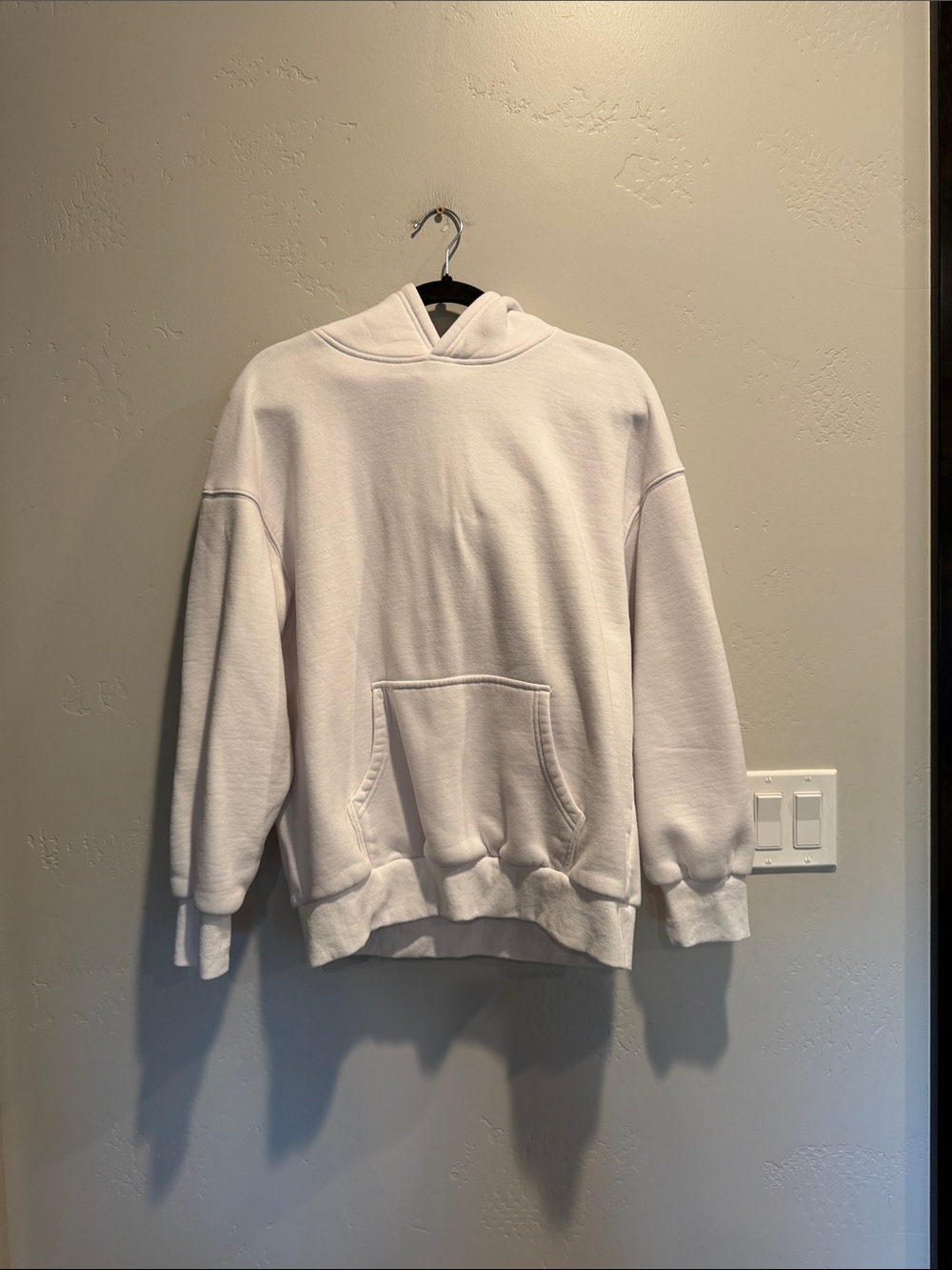Women's White Pullover Hoodie with Kangaroo Pocket